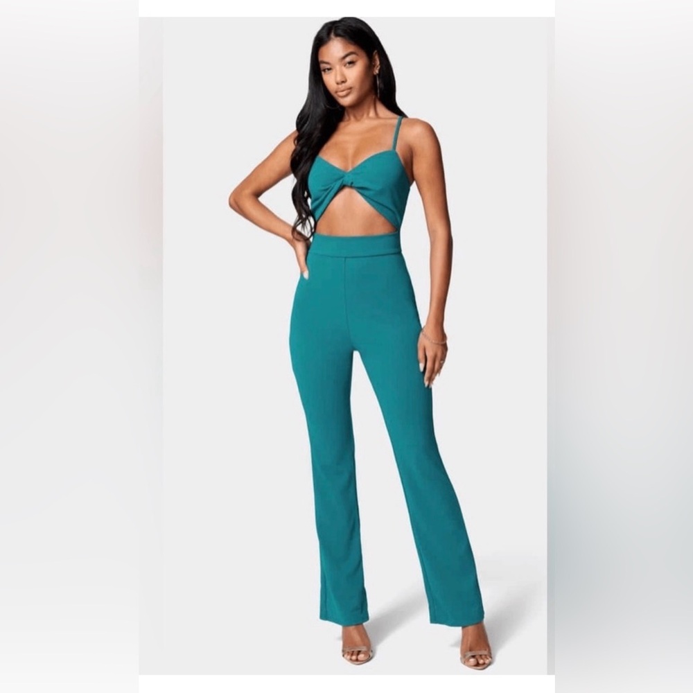 NWT Bebe Turquoise Cutout Jumpsuit